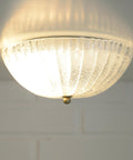 Set of 2 Vintage Hand Blown Ice Glass Wall Sconce / Pair of Flush Mount Ceiling Light