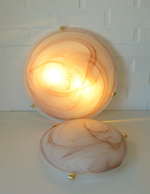 Set of 2 Vintage Murano Glass Sconce / Flush Mount Lights / Made in Italy