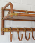 Set of 2 Vintage Bamboo Shelves / Rattan Wall- Mount Shelf / Wall Hanging Rack 1970s