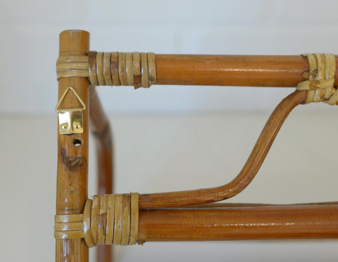 Set of 2 Vintage Bamboo Shelves / Rattan Wall- Mount Shelf / Wall Hanging Rack 1970s