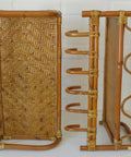Set of 2 Vintage Bamboo Shelves / Rattan Wall- Mount Shelf / Wall Hanging Rack 1970s