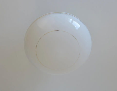 Redesign Art Deco Semi Flush Mount Sconce: Hand-Blown White Glass & Gold