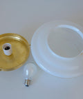 Redesign Art Deco Semi Flush Mount Sconce: Hand-Blown White Glass & Gold