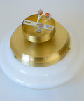 Redesign Art Deco Semi Flush Mount Sconce: Hand-Blown White Glass & Gold