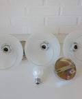 Vintage Pendant Lights / Set of 3 / Redesign Wood and Glass Hanging Bar Lamps