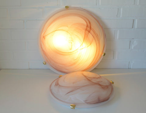 Set of 2 Vintage Murano Glass Sconce / Flush Mount Lights / Made in Italy