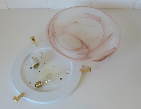 Set of 2 Vintage Murano Glass Sconce / Flush Mount Lights / Made in Italy