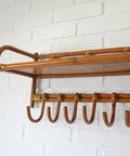 Set of 2 Vintage Bamboo Shelves / Rattan Wall- Mount Shelf / Wall Hanging Rack 1970s