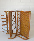 Set of 2 Vintage Bamboo Shelves / Rattan Wall- Mount Shelf / Wall Hanging Rack 1970s