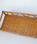 Set of 2 Vintage Bamboo Shelves / Rattan Wall- Mount Shelf / Wall Hanging Rack 1970s