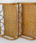Set of 2 Vintage Bamboo Shelves / Rattan Wall- Mount Shelf / Wall Hanging Rack 1970s