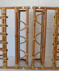 Set of 2 Vintage Bamboo Shelves / Rattan Wall- Mount Shelf / Wall Hanging Rack 1970s