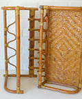 Set of 2 Vintage Bamboo Shelves / Rattan Wall- Mount Shelf / Wall Hanging Rack 1970s