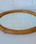 Vintage Round Bamboo Wall Mirror | Mid-Century Boho Rattan Mirror | Japandi Home Decor