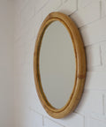 Vintage Round Bamboo Wall Mirror | Mid-Century Boho Rattan Mirror | Japandi Home Decor