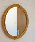 Vintage Round Bamboo Wall Mirror | Mid-Century Boho Rattan Mirror | Japandi Home Decor