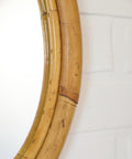 Vintage Round Bamboo Wall Mirror | Mid-Century Boho Rattan Mirror | Japandi Home Decor