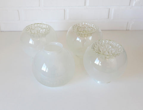Set of 4 Vintage Italian Art Glass Lamp Shades | Murano Style Hand Blown Glass Globes | MCM Lighting Replacement Shades | 17 cm