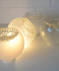 Set of 4 Vintage Italian Art Glass Lamp Shades | Murano Style Hand Blown Glass Globes | MCM Lighting Replacement Shades | 17 cm