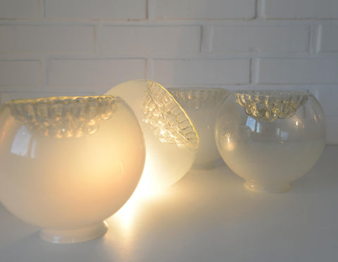 Set of 4 Vintage Italian Art Glass Lamp Shades | Murano Style Hand Blown Glass Globes | MCM Lighting Replacement Shades | 17 cm