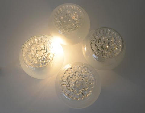 Set of 4 Vintage Italian Art Glass Lamp Shades | Murano Style Hand Blown Glass Globes | MCM Lighting Replacement Shades | 17 cm