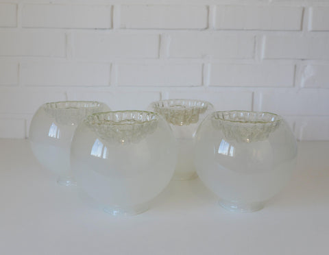 Set of 4 Vintage Italian Art Glass Lamp Shades | Murano Style Hand Blown Glass Globes | MCM Lighting Replacement Shades | 17 cm