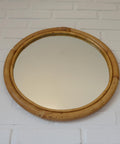 Vintage Round Bamboo Wall Mirror | Mid-Century Boho Rattan Mirror | Japandi Home Decor