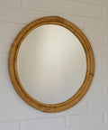 Vintage Round Bamboo Wall Mirror | Mid-Century Boho Rattan Mirror | Japandi Home Decor