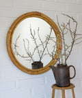 Vintage Round Bamboo Wall Mirror | Mid-Century Boho Rattan Mirror | Japandi Home Decor