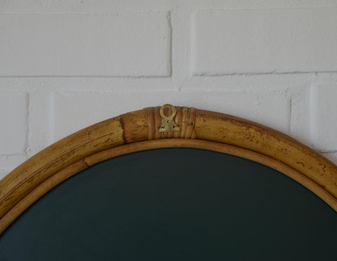 Vintage Round Bamboo Wall Mirror | Mid-Century Boho Rattan Mirror | Japandi Home Decor