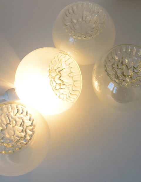 Set of 4 Vintage Italian Art Glass Lamp Shades | Murano Style Hand Blown Glass Globes | MCM Lighting Replacement Shades | 17 cm