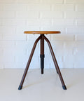 Vintage Industrial School Stool / Adjustable Swivel Metal Stool / Made in Yugoslavia 1970's