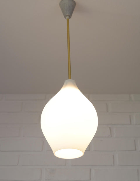 Vintage Milk Glass Pendant Lamp: Mid-Century Modern Scandinavian Lighting