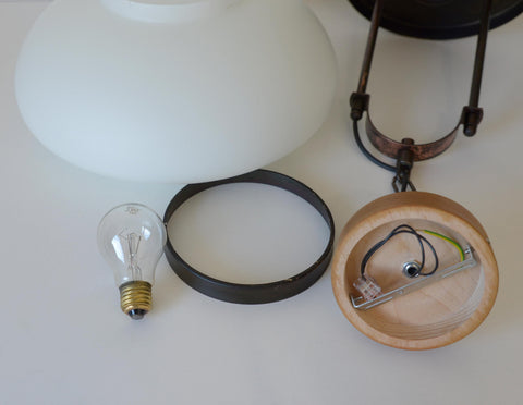 Vintage Lantern Pendant Light | Mid Century Opaline Glass Chandelier | Rewired Yugoslavian Hanging Lamp | Rustic Colonial