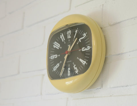 Plastic Vintage Space Age Wall Clock – SHG West Germany, 1970s, Mid Century Modern Home Decor