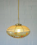Vintage Mid-Century Amber Glass Pendant Lamp | Floral Glass Chandelier | Retro Kitchen Ceiling Light | Yugoslavia 1950s–60s