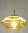 Vintage Mid-Century Amber Glass Pendant Lamp | Floral Glass Chandelier | Retro Kitchen Ceiling Light | Yugoslavia 1950s–60s