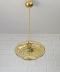 Vintage Mid-Century Amber Glass Pendant Lamp | Floral Glass Chandelier | Retro Kitchen Ceiling Light | Yugoslavia 1950s–60s