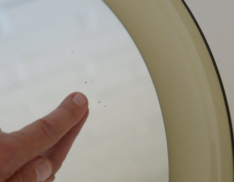 Space Age Guzzini Meblo Round Mirror – Mid Century Modern Smoked Acrylic Yugoslavia