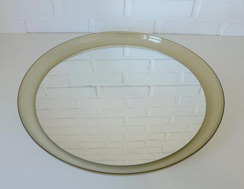 Space Age Guzzini Meblo Round Mirror – Mid Century Modern Smoked Acrylic Yugoslavia