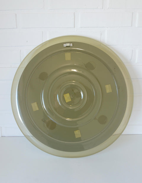 Space Age Guzzini Meblo Round Mirror – Mid Century Modern Smoked Acrylic Yugoslavia