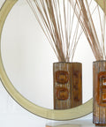 Space Age Guzzini Meblo Round Mirror – Mid Century Modern Smoked Acrylic Yugoslavia