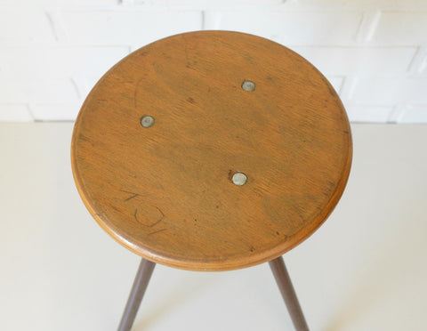 Vintage Industrial School Stool / Adjustable Swivel Metal Stool / Made in Yugoslavia 1970's