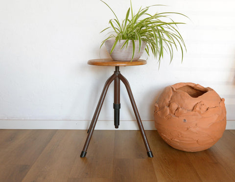 Vintage Industrial School Stool / Adjustable Swivel Metal Stool / Made in Yugoslavia 1970's