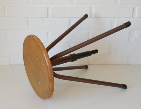 Vintage Industrial School Stool / Adjustable Swivel Metal Stool / Made in Yugoslavia 1970's