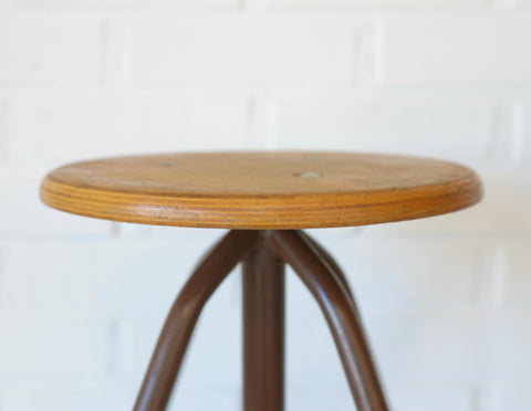 Vintage Industrial School Stool / Adjustable Swivel Metal Stool / Made in Yugoslavia 1970's