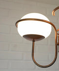 Vintage Copper Pendant Light with Milky Glass Globes – Mid Century Hanging Lamp