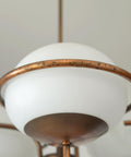 Vintage Copper Pendant Light with Milky Glass Globes – Mid Century Hanging Lamp