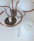 Vintage Copper Pendant Light with Milky Glass Globes – Mid Century Hanging Lamp