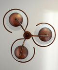 Vintage Copper Pendant Light with Milky Glass Globes – Mid Century Hanging Lamp